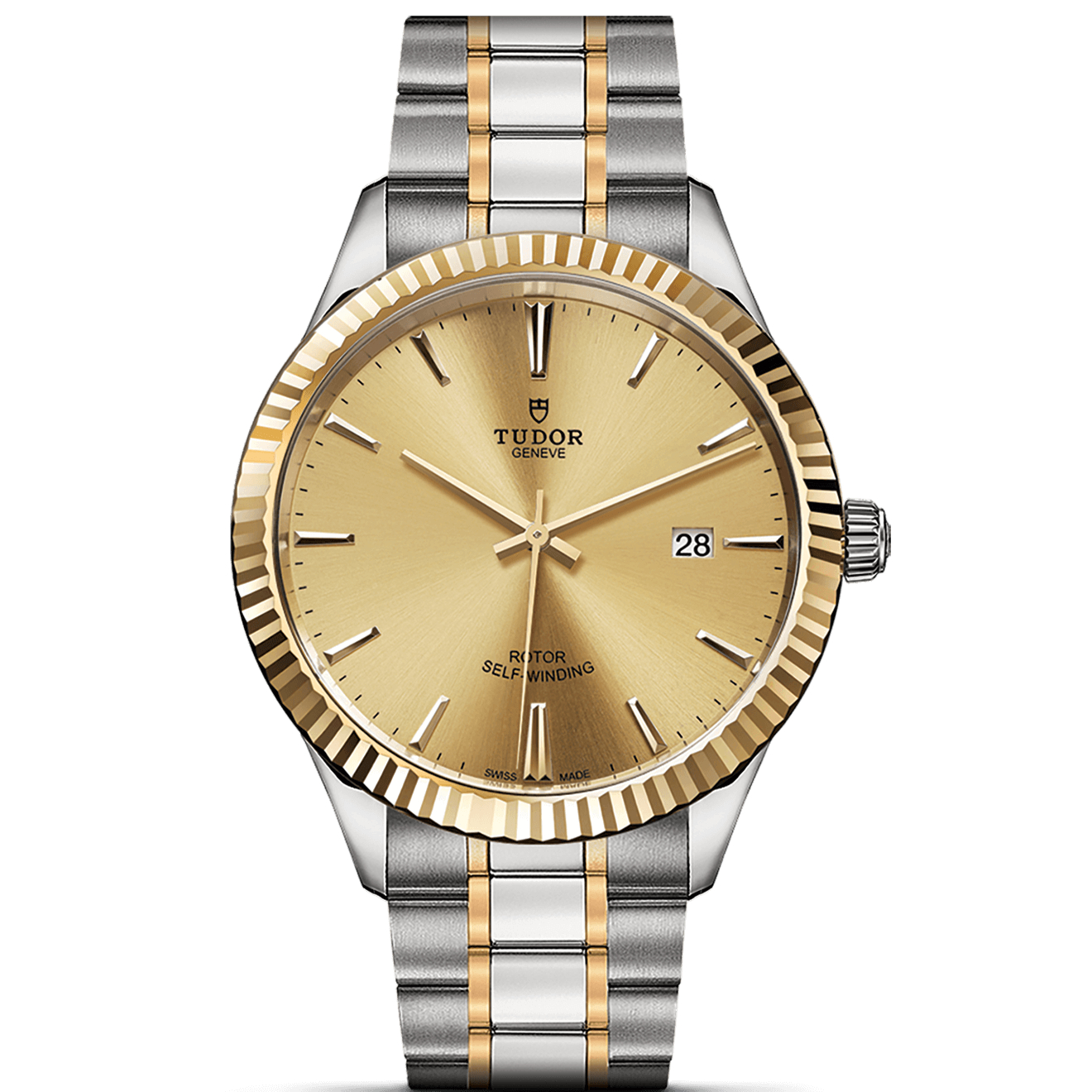 Tudor Style Automatic Gold Dial Two Tone Steel Strap Watch for Men - M12713-0001