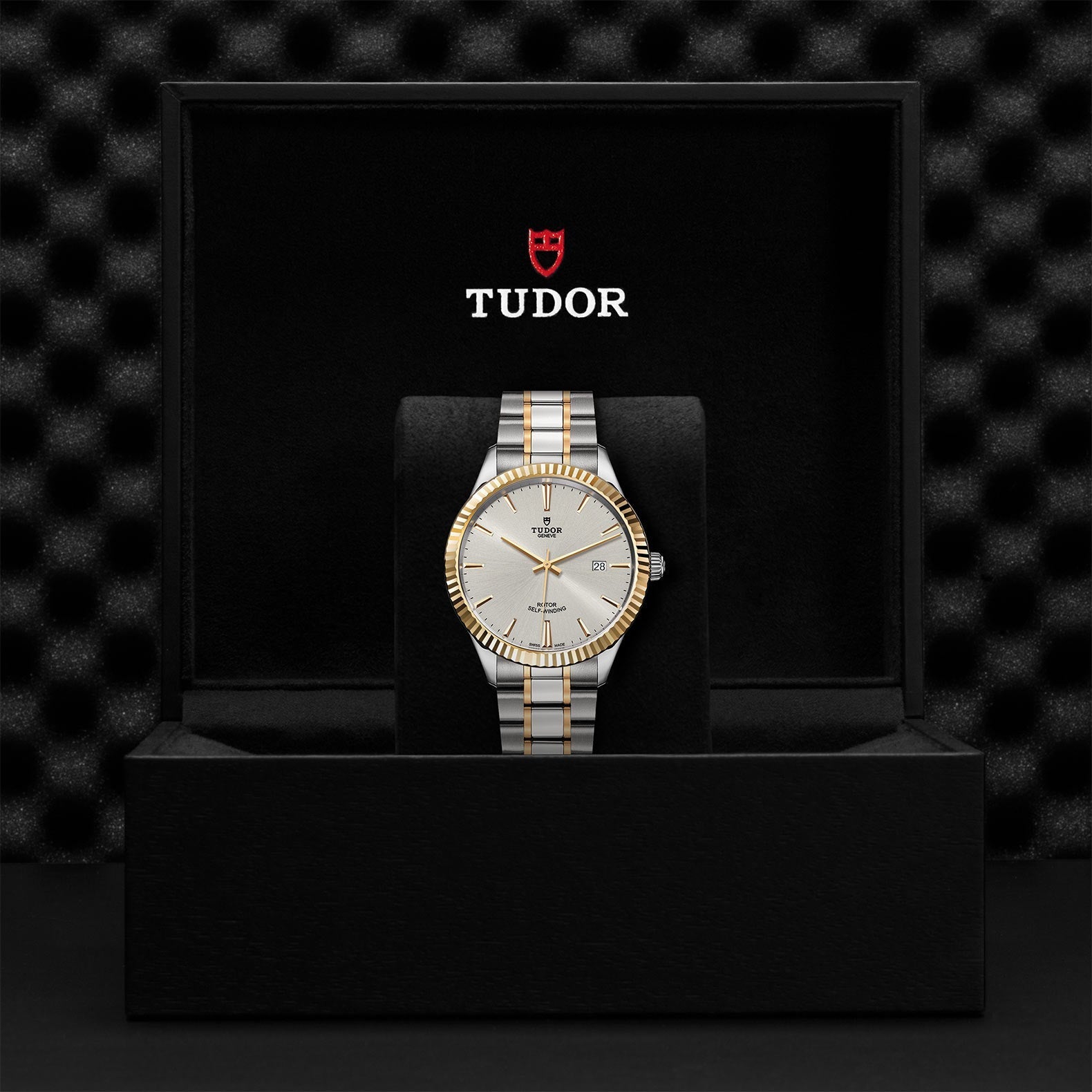 Tudor Style Automatic Silver Dial Two Tone Steel Strap Watch for Men - M12713-0003