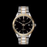 Tudor Style Automatic Diamonds Black Dial Two Tone Steel Strap Watch for Men - M12713-00011