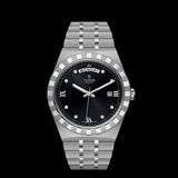 Tudor Royal Automatic Diamonds Black Dial Silver Steel Strap Watch for Men - M28600-0004