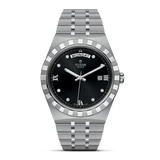 Tudor Royal Automatic Diamonds Black Dial Silver Steel Strap Watch for Men - M28600-0004