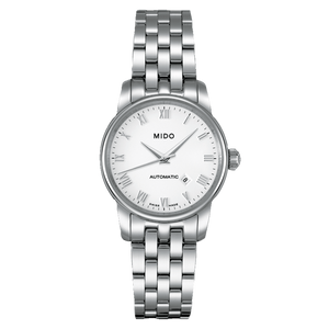 Mido Baroncelli III Automatic White Dial Silver Steel Strap Watch For Women - M7600.4.26.1