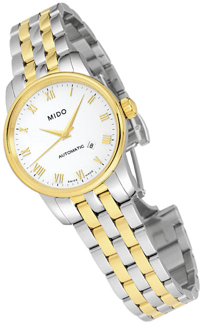 Mido Baroncelli III Automatic White Dial Two Tone Steel Strap Watch For Women - M7600.9.26.1