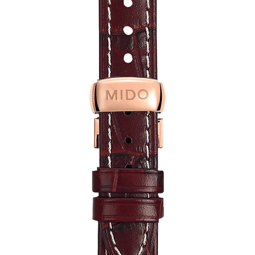 Mido Baroncelli III Automatic White Dial Brown Leather Strap Watch For Women - M7600.3.26.8