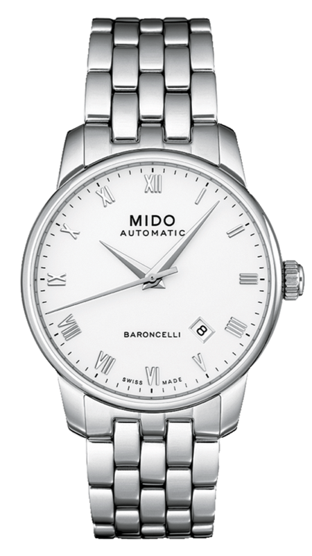 Mido Baroncelli II Automatic White Dial Silver Steel Strap Watch For Men - M8600.4.26.1