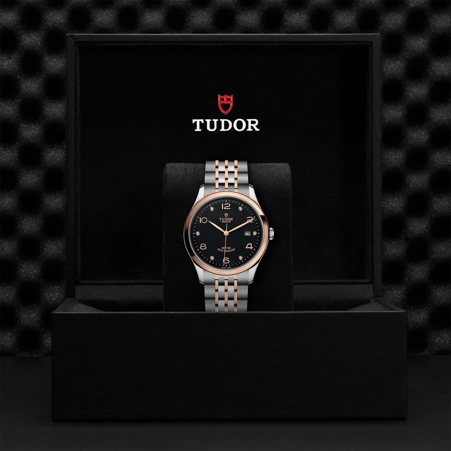 Tudor 1926 Automatic Diamonds Black Dial Two Tone Steel Strap Watch for Men - M91651-0004