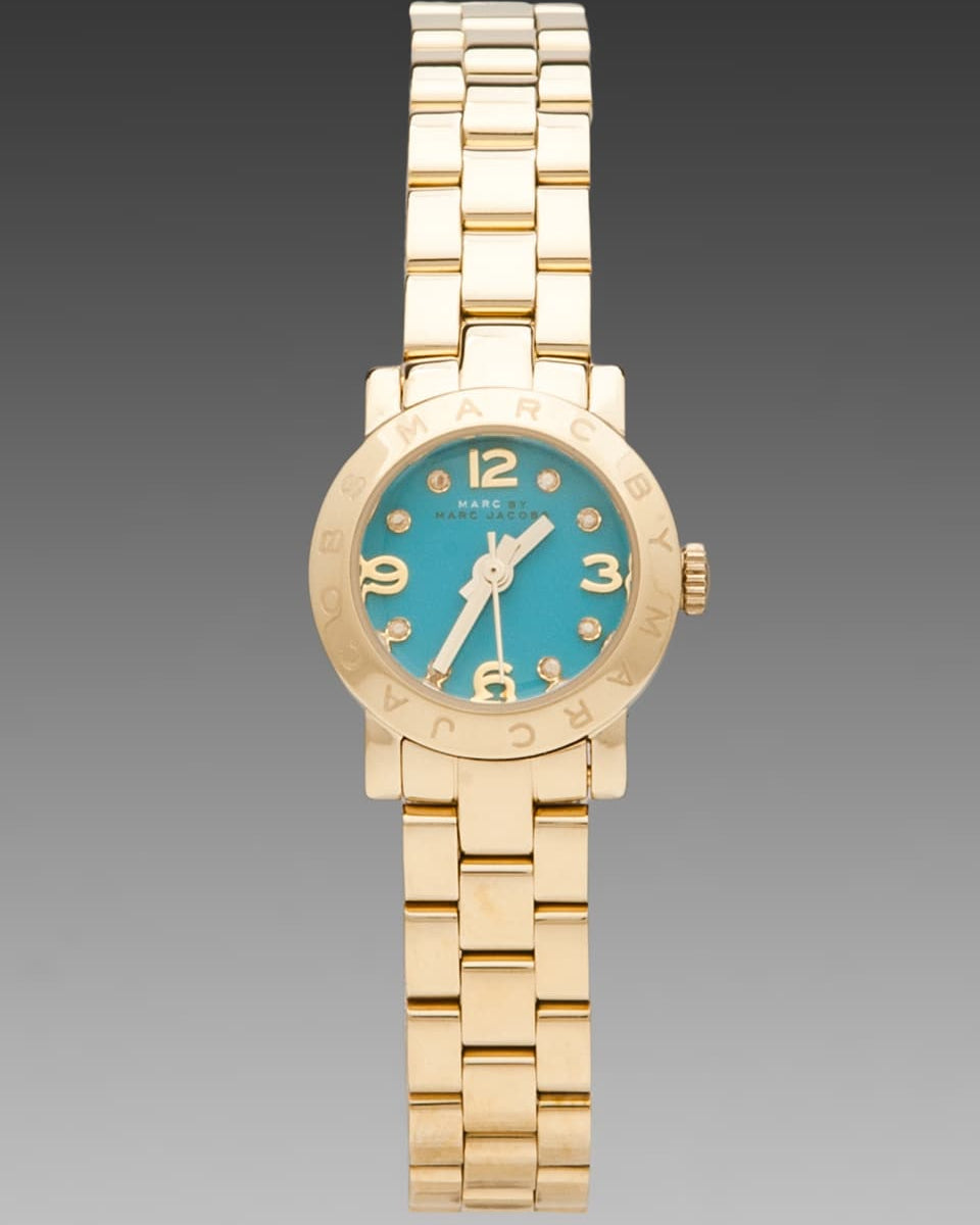 Marc Jacobs Amy Dinky Blue Dial Gold Steel Strap Watch for Women - MBM3229