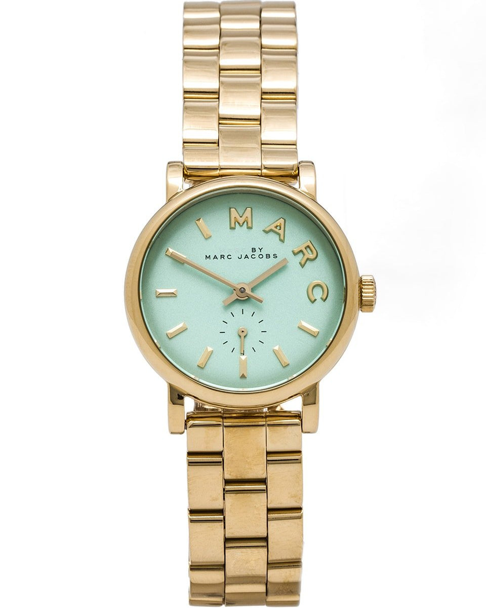 Marc Jacobs Baker Mint Green Dial Gold Steel Strap Watch for Women - MBM3284