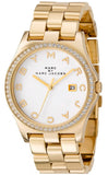 Marc Jacobs Henry Diamonds White Dial Gold Steel Strap Watch for Women - MBM3045