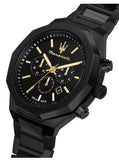 Maserati Stile Chronograph Black Dial Black Steel Strap Watch For Men - R8873642005