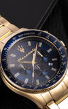 Maserati SFIDA Analog Blue Dial Gold Stainless Steel Watch For Men - R8873640008