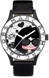 Marc Jacobs White & Black Dial Black Leather Strap Watch for Women - MBM1148