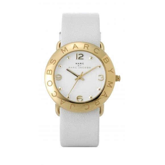 Marc Jacobs Amy White Dial White Leather Strap Watch for Women - MBM1150