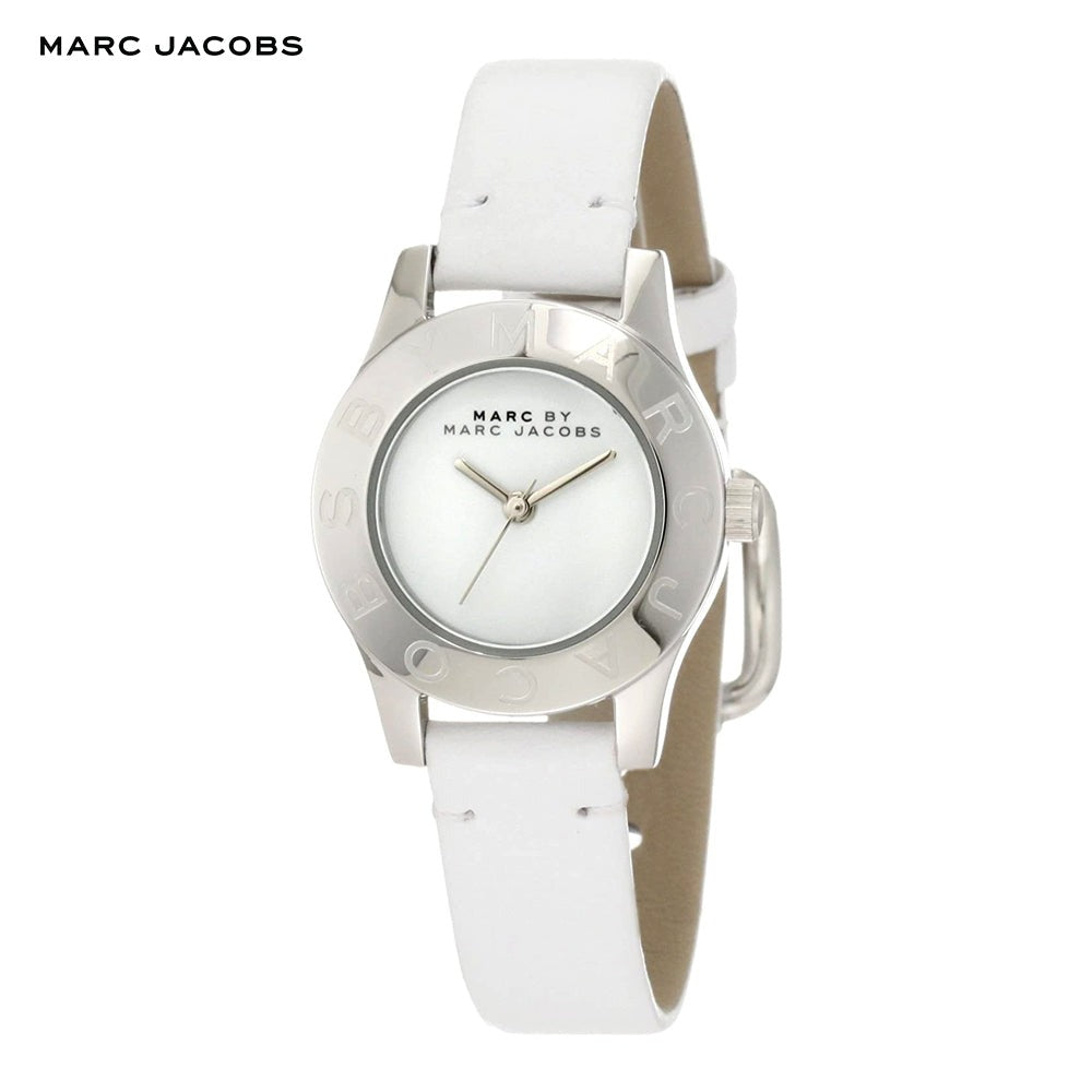 Marc Jacobs Mini Blade White Dial White Leather Strap Watch for Women - MBM1206