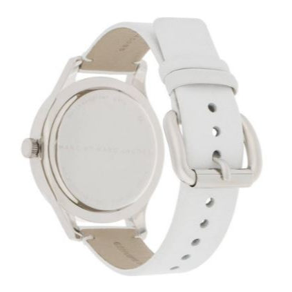 Marc Jacobs Mini Blade White Dial White Leather Strap Watch for Women - MBM1206