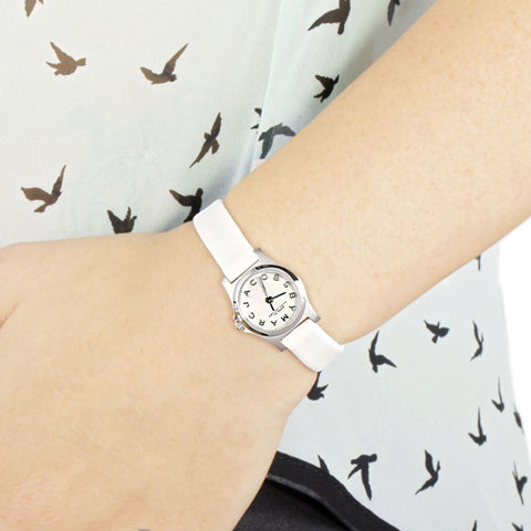 Marc Jacobs Henry Dinky White Dial White Leather Strap Watch for Women - MBM1234
