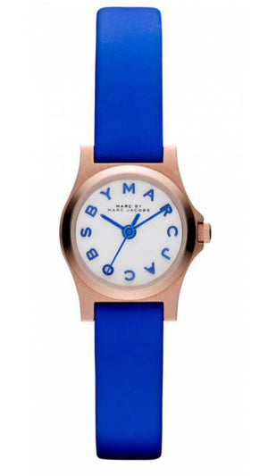 Marc Jacobs Henry White Dial Blue Leather Strap Watch for Women - MBM1238