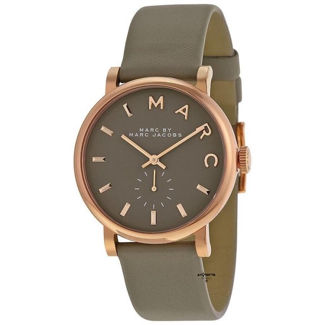 Marc Jacobs Baker Grey Dial Grey Leather Strap Watch for Women - MBM1266