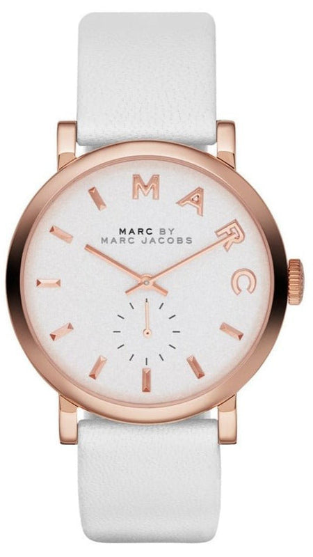 Marc Jacobs Baker White Dial White Leather Strap Watch for Women - MBM1283