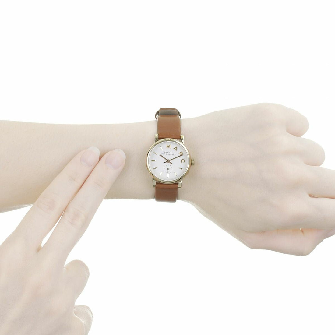 Marc Jacobs Baker White Dial Brown Leather Strap Watch for Women - MBM1317