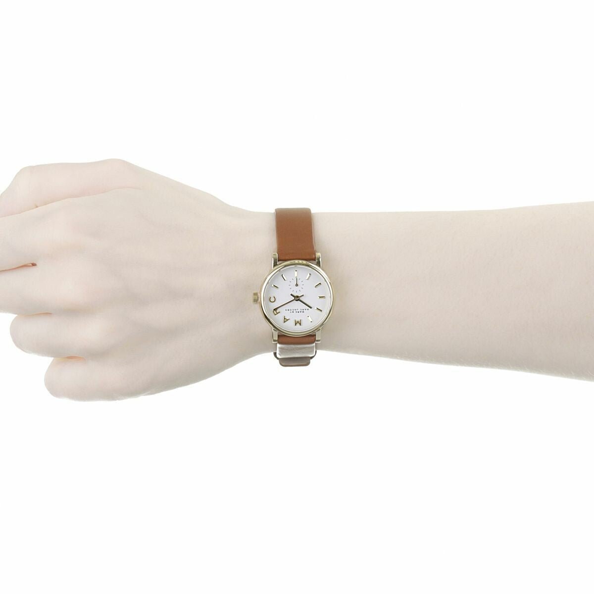 Marc Jacobs Baker White Dial Brown Leather Strap Watch for Women - MBM1317