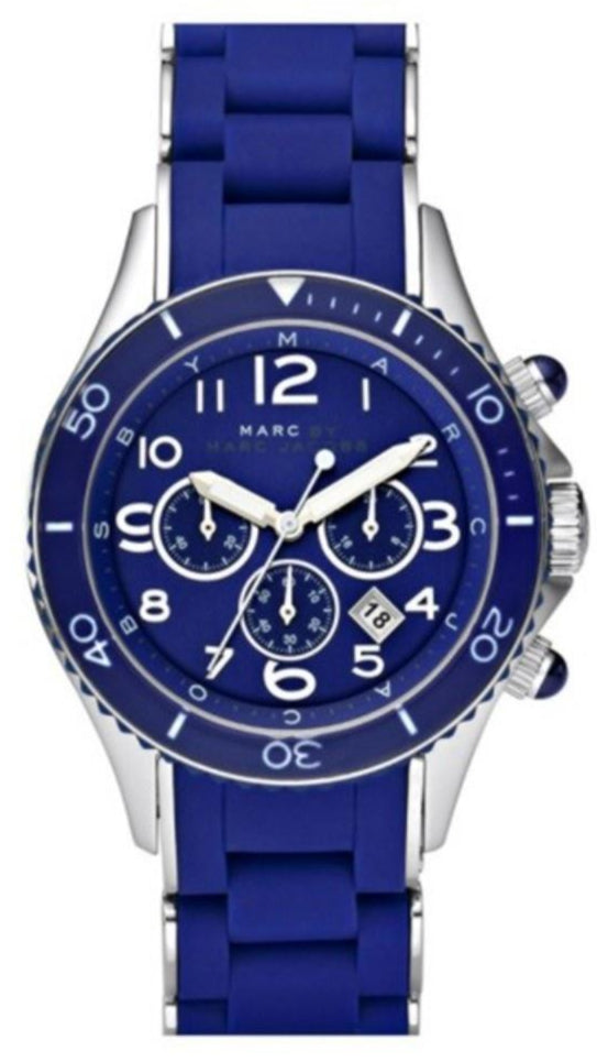 Marc Jacobs Rock Chronograph Blue Dial Blue Silicone Strap Watch for Women - MBM2548