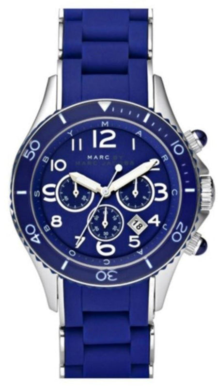 Marc Jacobs Rock Chronograph Blue Dial Blue Silicone Strap Watch for Women - MBM2548