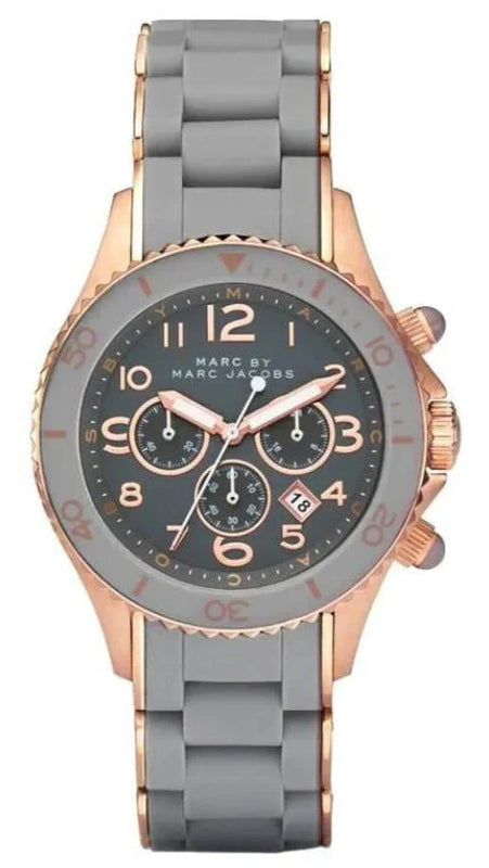 Marc Jacobs Rock Chronograph Grey Dial Grey Silicone Strap Watch for Women - MBM2550