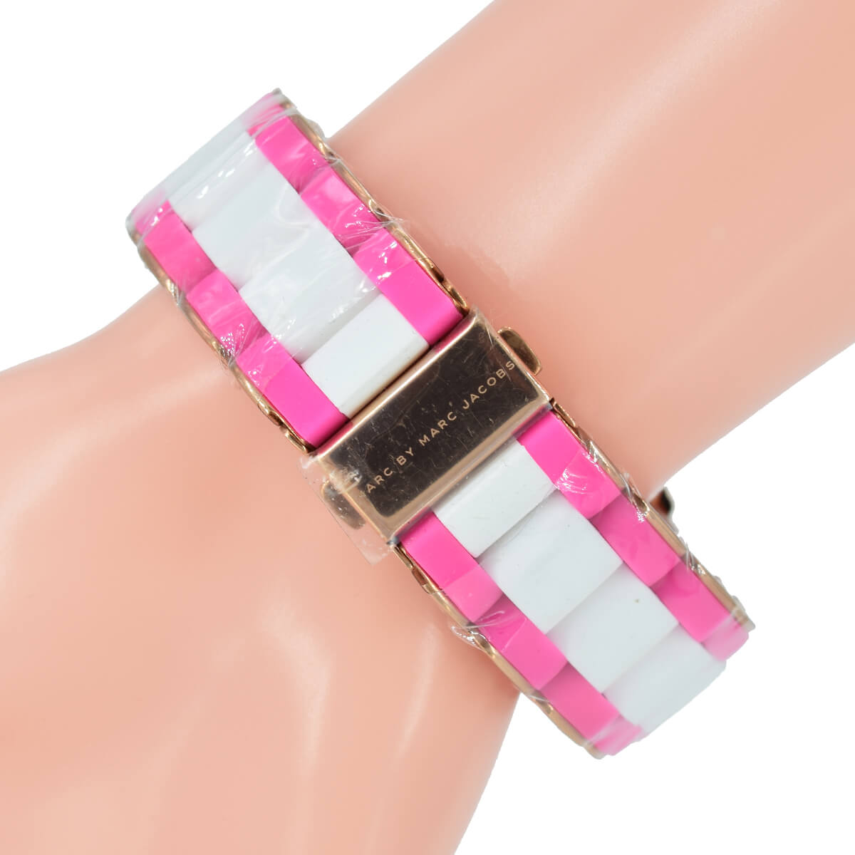 Marc Jacobs Rock Chronograph White Dial Two Tone Silicone Strap Watch for Women - MBM2593