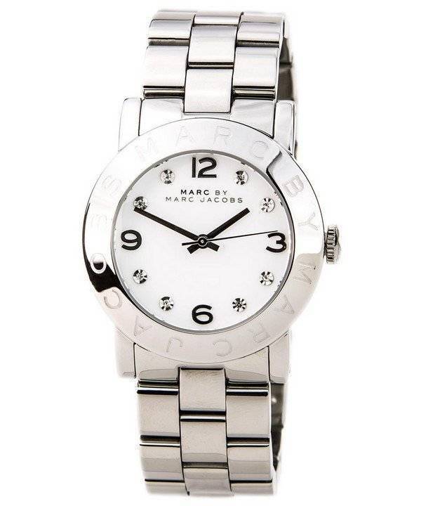 Marc Jacobs Amy White Dial Silver Steel Strap Watch for Women - MBM3054