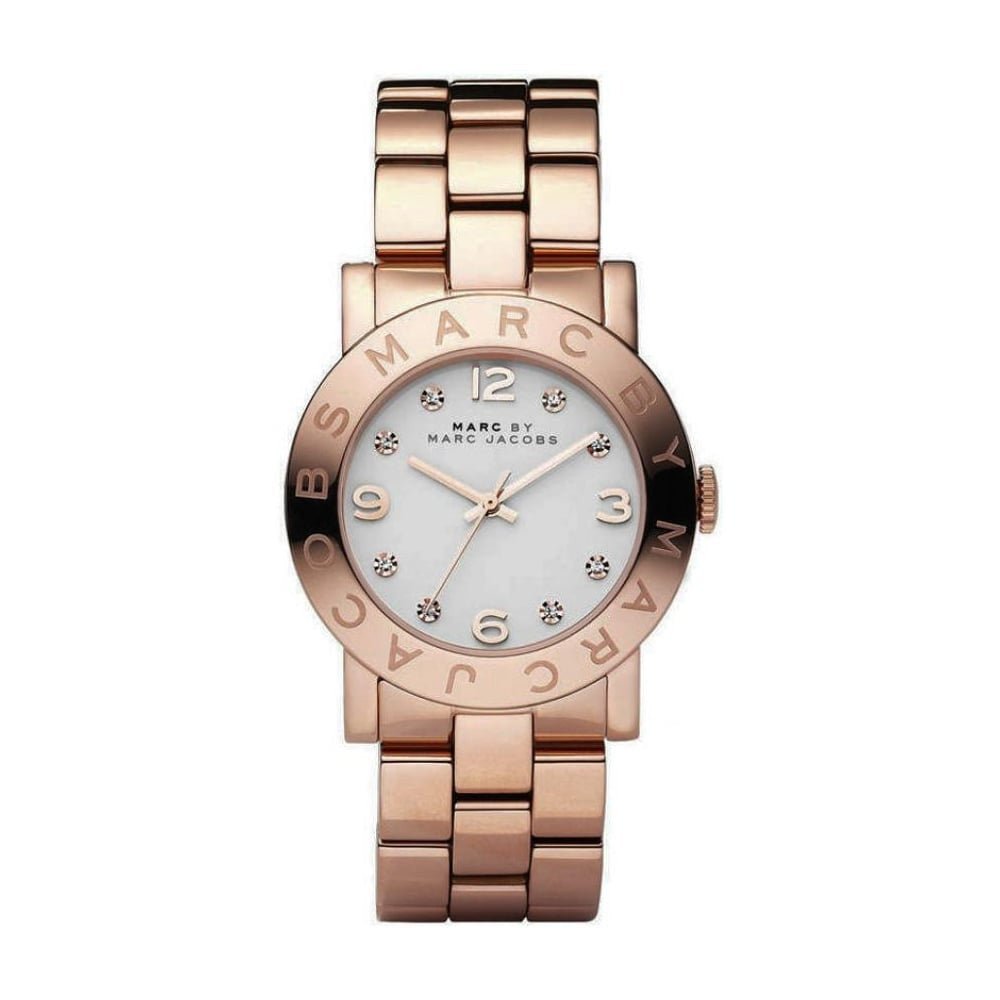 Marc Jacobs Amy White Dial Rose Gold Steel Strap Watch for Women - MBM3077