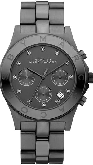 Marc Jacobs Blade Chronograph Black Dial Black Steel Strap Watch for Women - MBM3103