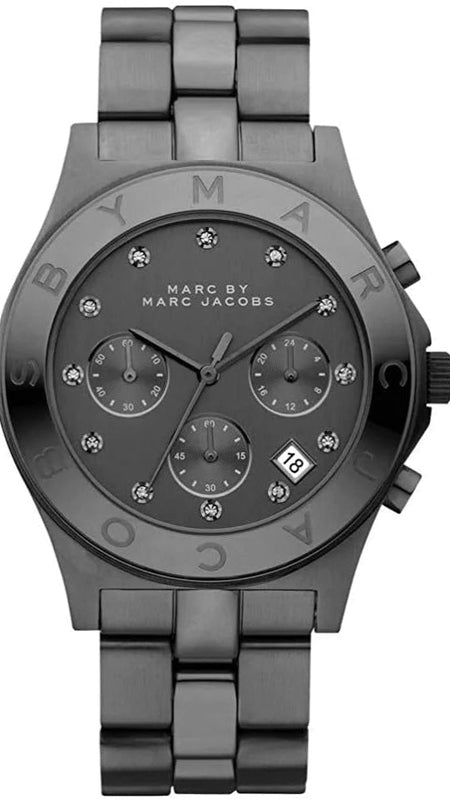 Marc Jacobs Blade Chronograph Black Dial Black Steel Strap Watch for Women - MBM3103
