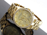 Marc Jacobs Henry Chronograph Gold Dial Gold Steel Strap Watch for Women - MBM3105