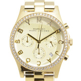 Marc Jacobs Henry Chronograph Gold Dial Gold Steel Strap Watch for Women - MBM3105