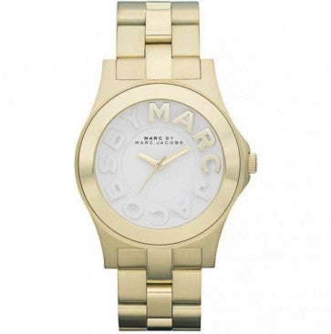 Marc Jacobs Rivera White Dial Gold Steel Strap Watch for Women - MBM3134