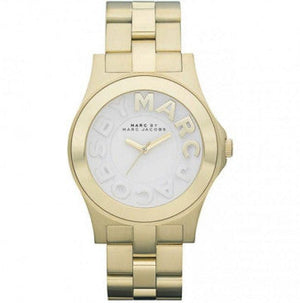 Marc Jacobs Rivera White Dial Gold Steel Strap Watch for Women - MBM3134