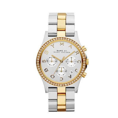 Marc Jacobs Henry Chronograph Silver Dial Two Tone Steel Strap Watch for Women - MBM3197