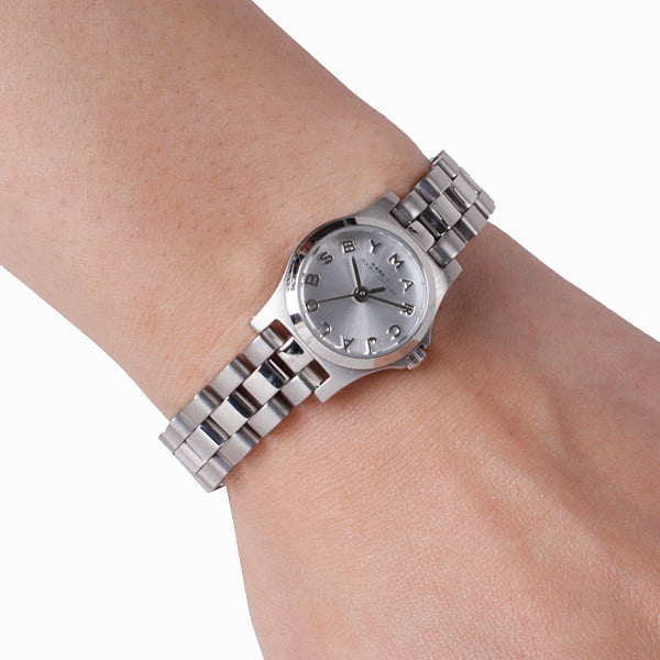 Marc Jacobs Henry Dinky Silver Dial Silver Steel Strap Watch for Women - MBM3198