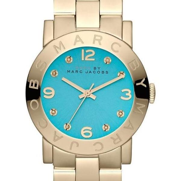 Marc Jacobs Amy Blue Dial Gold Steel Strap Watch for Women - MBM3220
