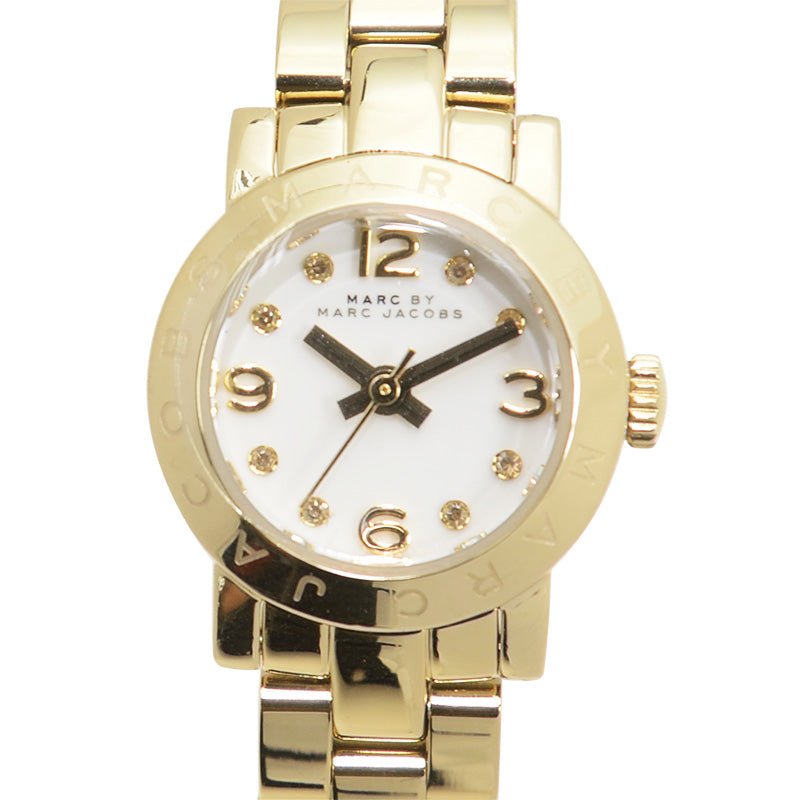 Marc Jacobs Amy Dinky White Dial Gold Steel Strap Watch for Women - MBM3226