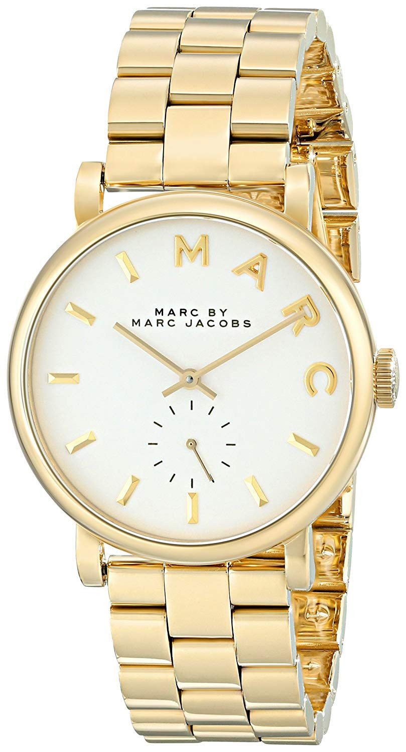 Marc Jacobs Baker White Dial Gold Steel Strap Watch for Women - MBM3243