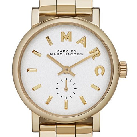Marc Jacobs Baker White Dial Gold Steel Strap Watch for Women - MBM3247