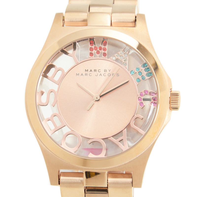 Marc Jacobs Henry Skeleton Rose Gold Dial Rose Gold Steel Strap Watch for Women - MBM3264