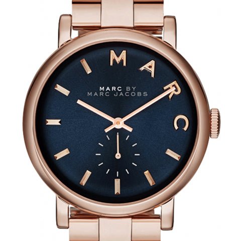 Marc Jacobs Baker Blue Dial Rose Gold Steel Strap Watch for Women - MBM3330
