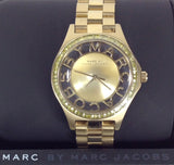 Marc Jacobs Henry Transparent Gold Dial Gold Steel Strap Watch for Women - MBM3338