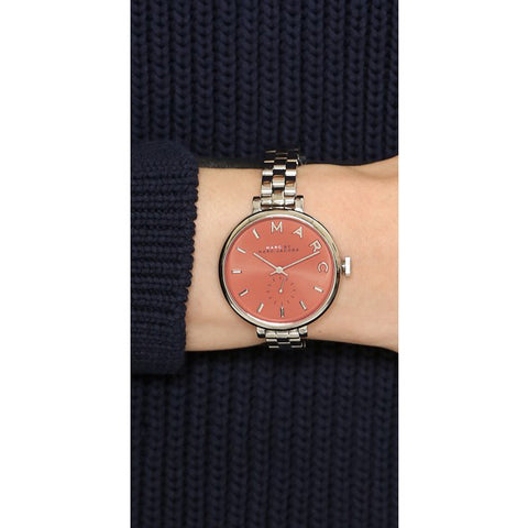 Marc Jacobs Sally Orange Dial Silver Steel Strap Watch for Women - MBM3365