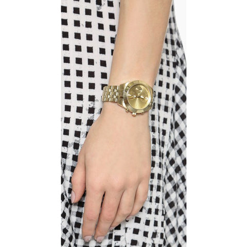 Marc Jacobs Peeker Chronograph Gold Dial Gold Steel Strap Watch for Women - MBM3393