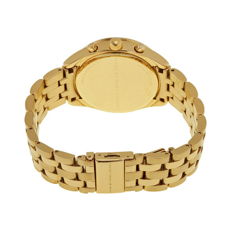 Marc Jacobs Peeker Chronograph Gold Dial Gold Steel Strap Watch for Women - MBM3393