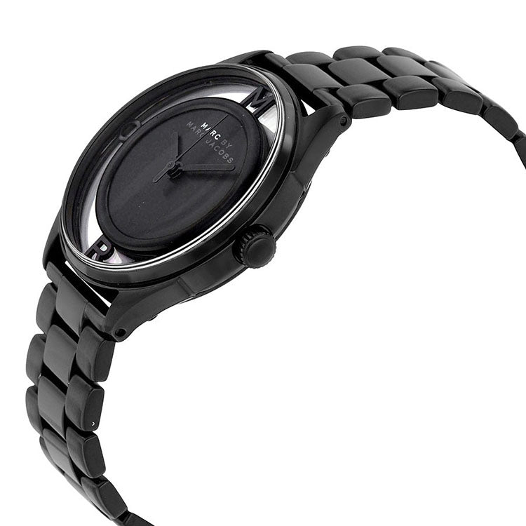 Marc Jacobs Tether Transparent Black Dial Black Steel Strap Watch for Women - MBM3419